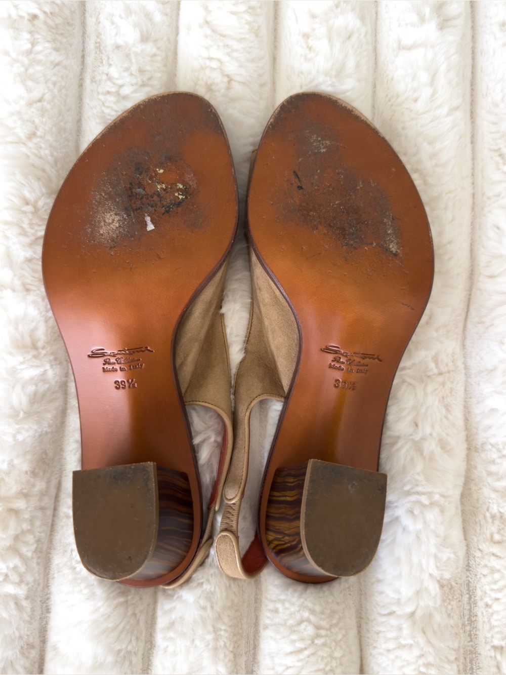 Santoni Rose Collection Sling Back Peep Toe Sandals Italian Luxury - Picture 6 of 8